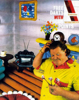 set design for embassy cigarettes.